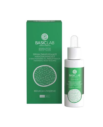 BasicLab Dermocosmetics Esteticus Serum zmniejszające niedoskonałości z Niacynamidem 5%, Prebiotykiem 5% i filtratem wody ryżowej Redukcja i Zwężenie dzień/noc, 30 ml  zdjęcie