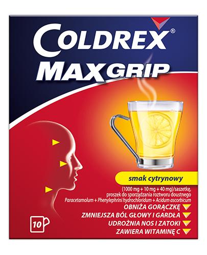 Coldrex MaxGrip 1000 mg + 10 mg + 40 mg o smaku cytrynowym 10 saszetek zdjęcie