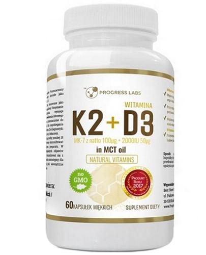 Progress Labs Witamina K2 MK-7 100 mcg + D3 2000IU 50 mcg w oleju MCT- 60 kaps. zdjęcie
