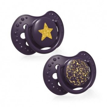 LOVI Smoczek silikonowy dynamiczny Stardust Violet 22/892 0-3 m, 2 sztuki