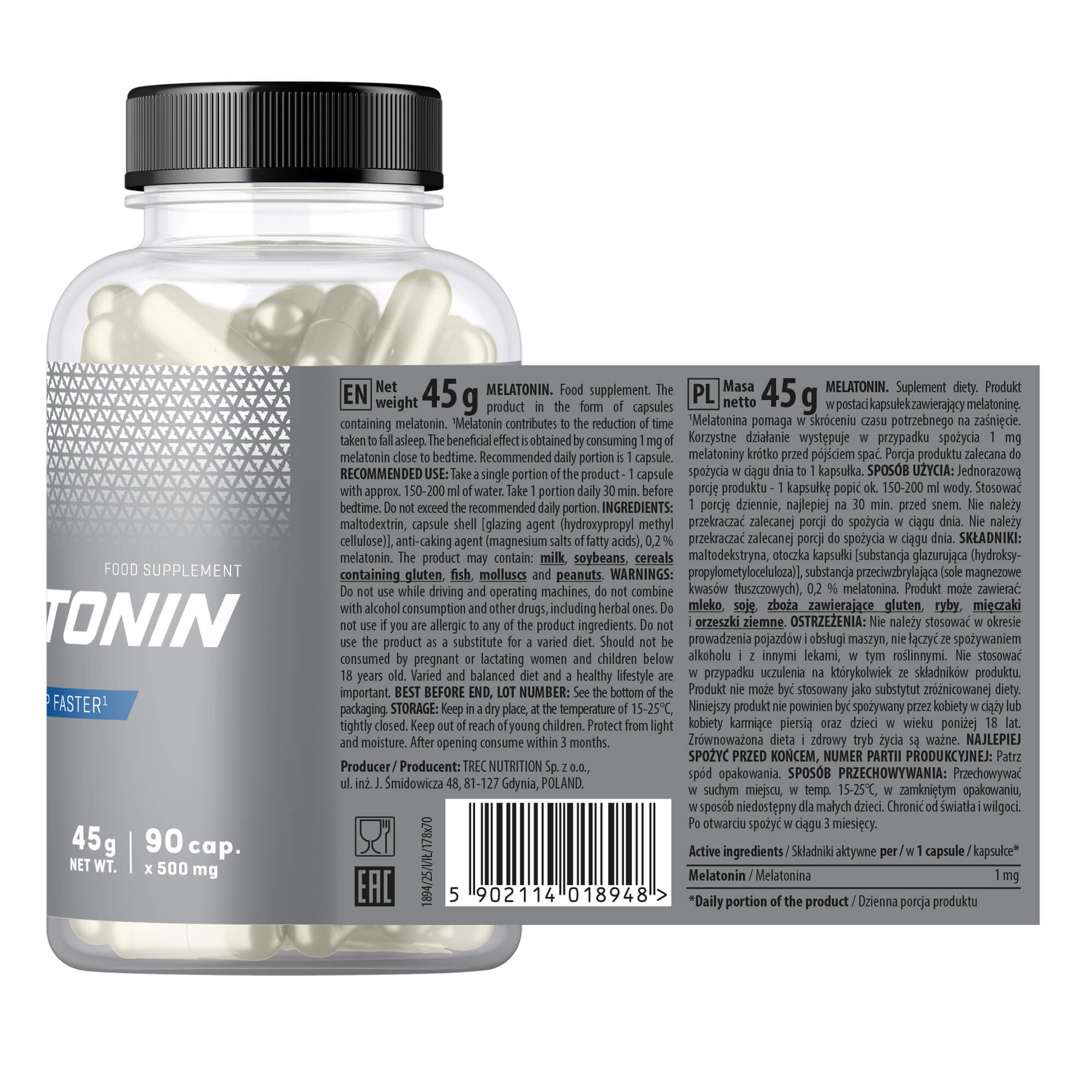 Trec Melatonin, kapsułki, 90 sztuk