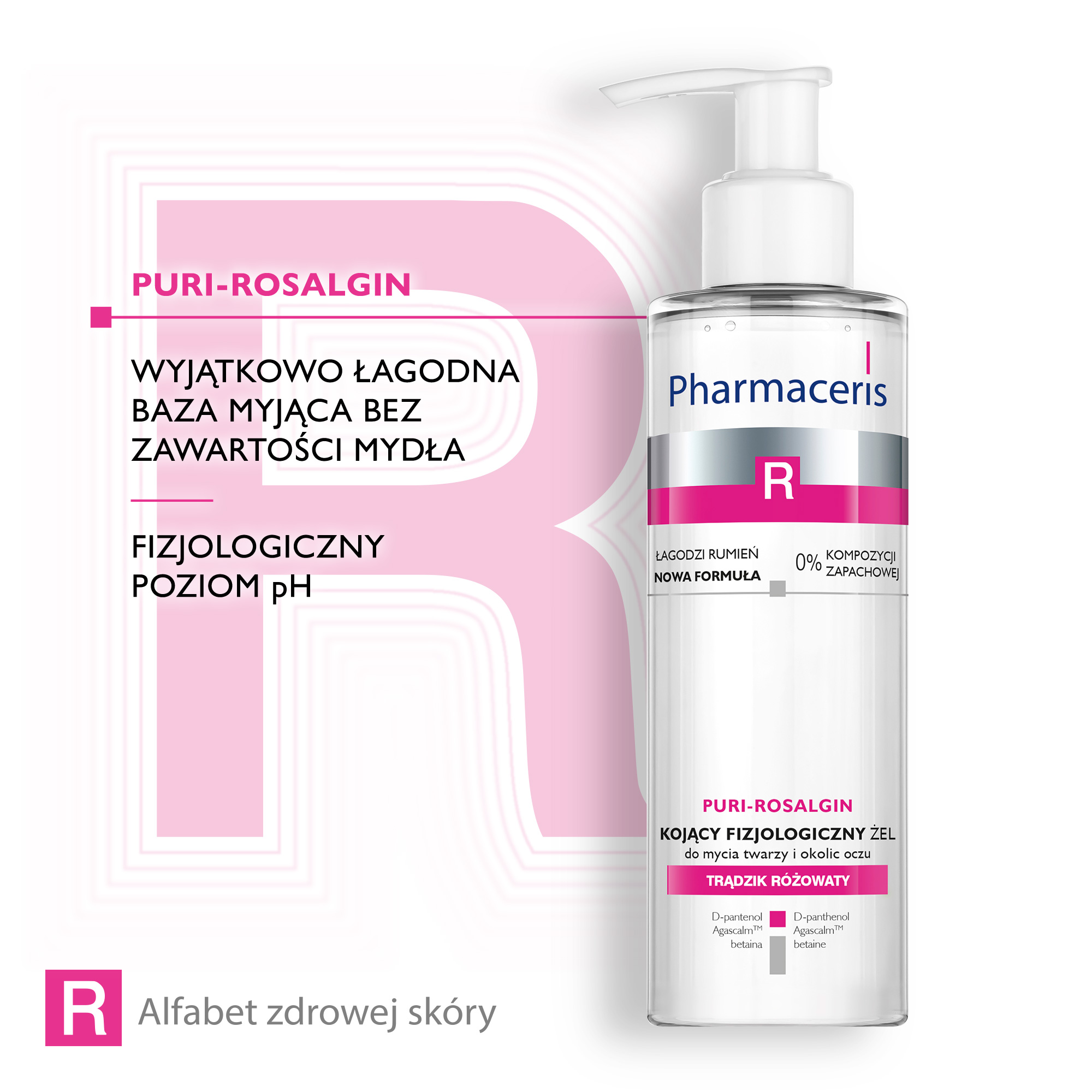 Pharmaceris R PURI-ROSALGIN, kojący fizjologiczny żel do mycia twarzy i okolic oczu, 190 ml