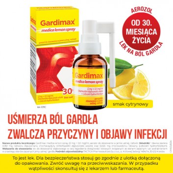 GARDIMAX MEDICA LEMON SPRAY Aerozol do stosowania w jamie ustnej  - 30 ml