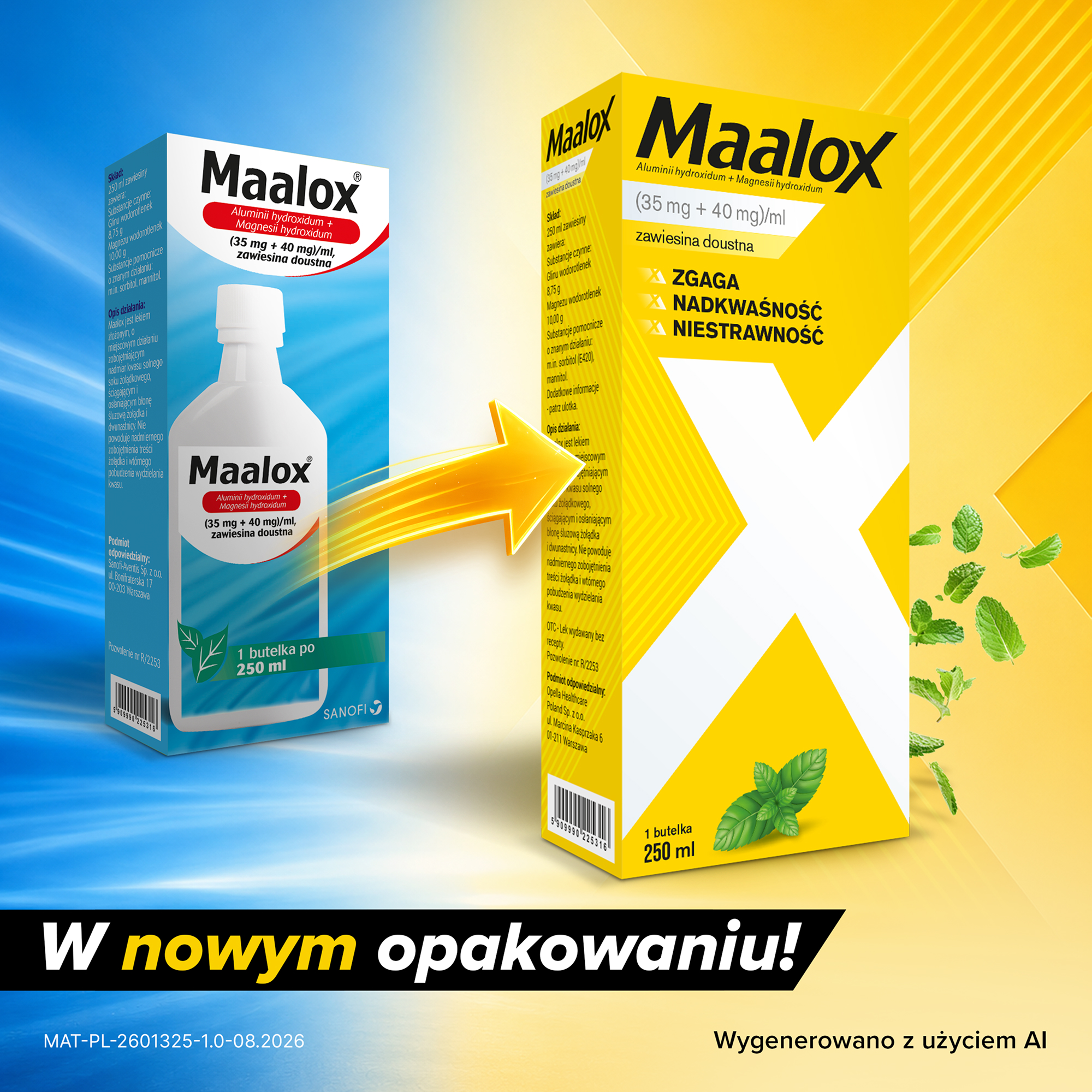 Maalox (35 mg+40 mg)/ml zawiesina doustna 250 ml