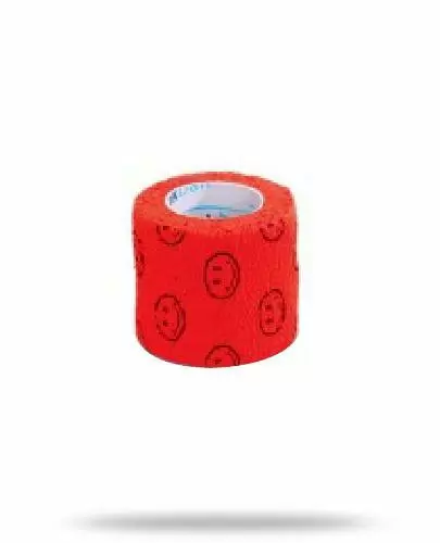 Stokban bandaż elastyczny samoprzylepny czerwony uśmiech 7.5cm x 4,5m 1 sztuka zdjęcie