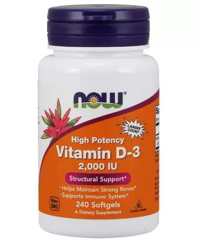 NOW Foods Vitamin D3 2000IU 240 kapsułek miękkich zdjęcie