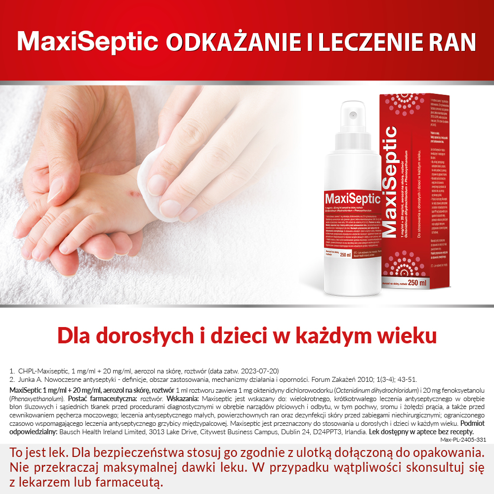 MaxiSeptic (1 mg + 20 mg)/ml aerozol na skórę, roztwór 250 ml