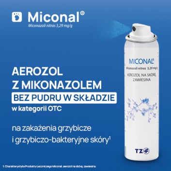 MICONAL Aerozol na skórę 3,29 mg/g - 39,5 ml - grzybicze zakażenia skóry - cena, opinie, wskazania