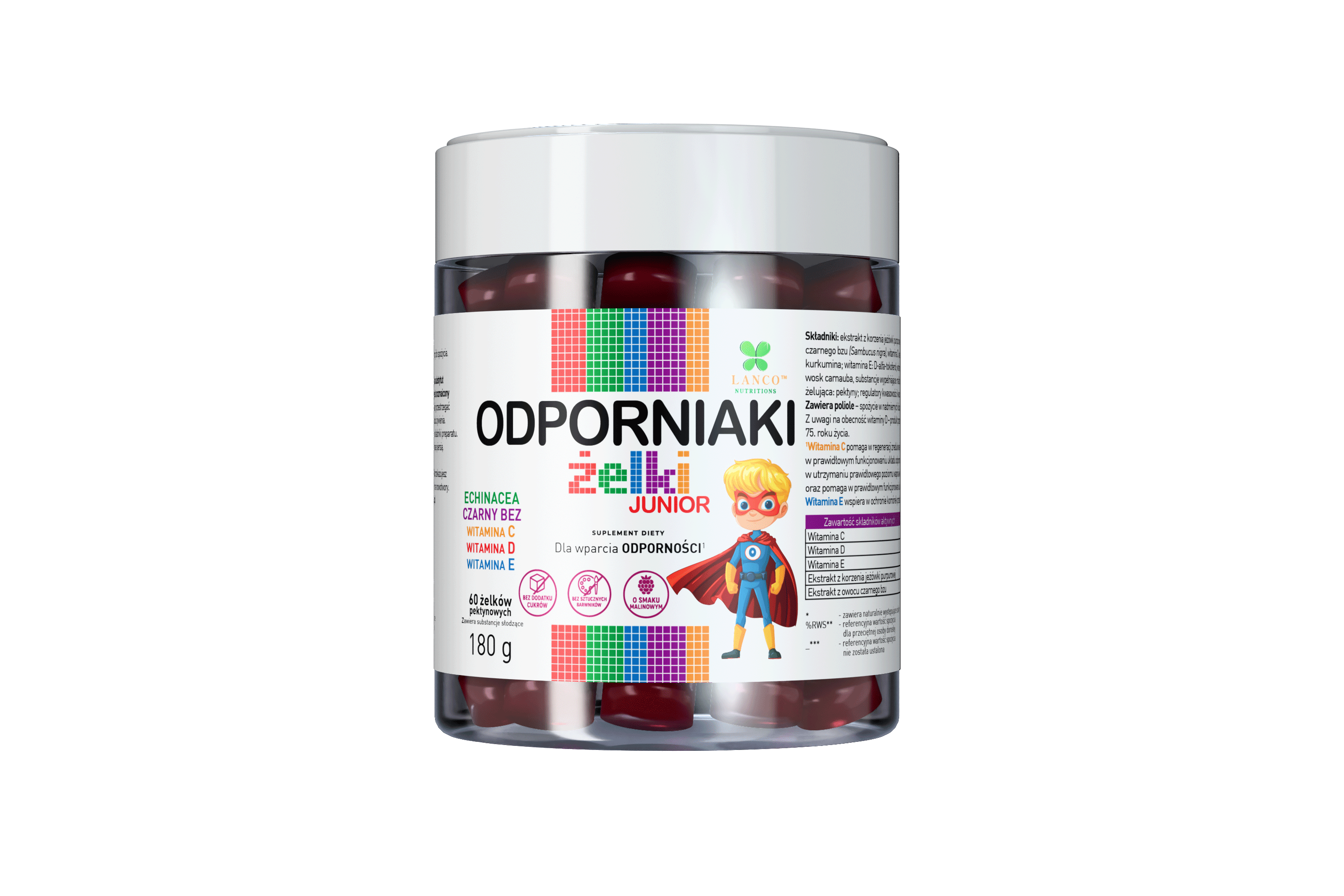 Odporniaki Żelki Junior, smak malinowy, 60 sztuk zdjęcie