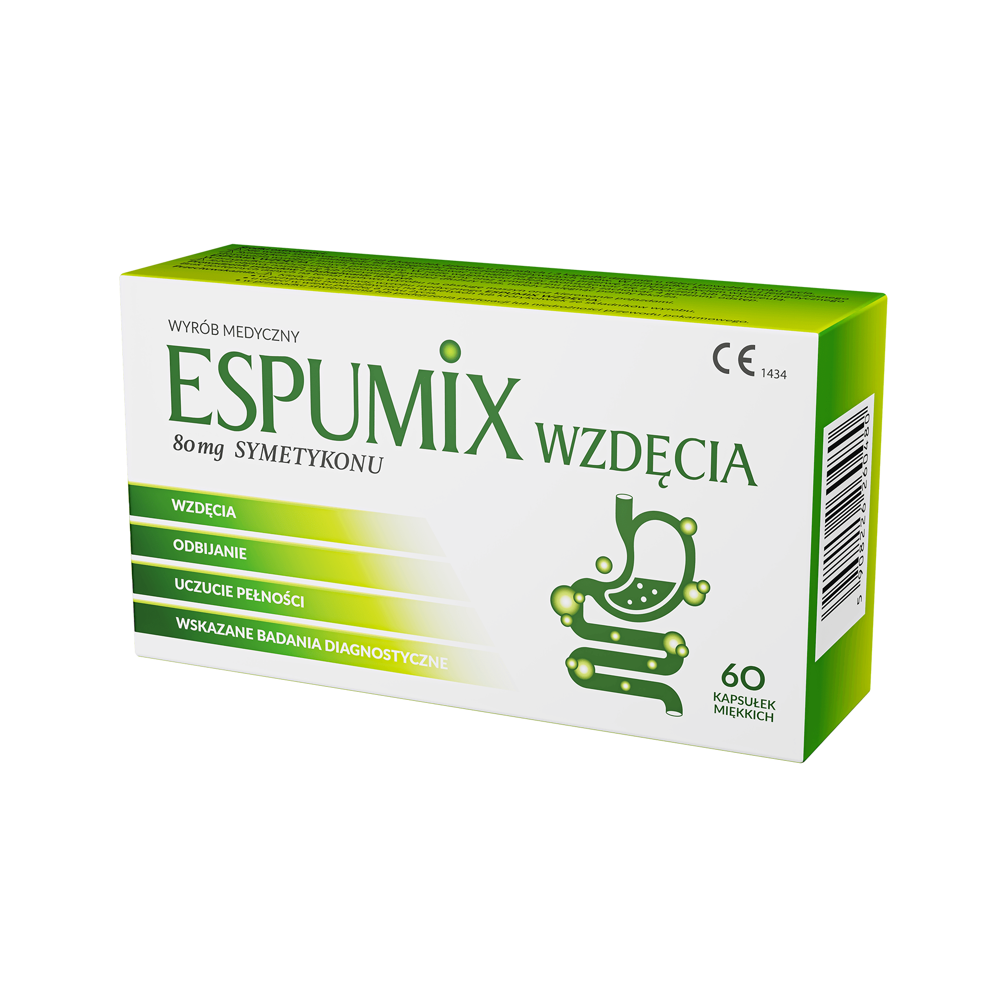 Espumix Wzdęcia 80 mg symetykonu, kapsułki, 60 sztuk