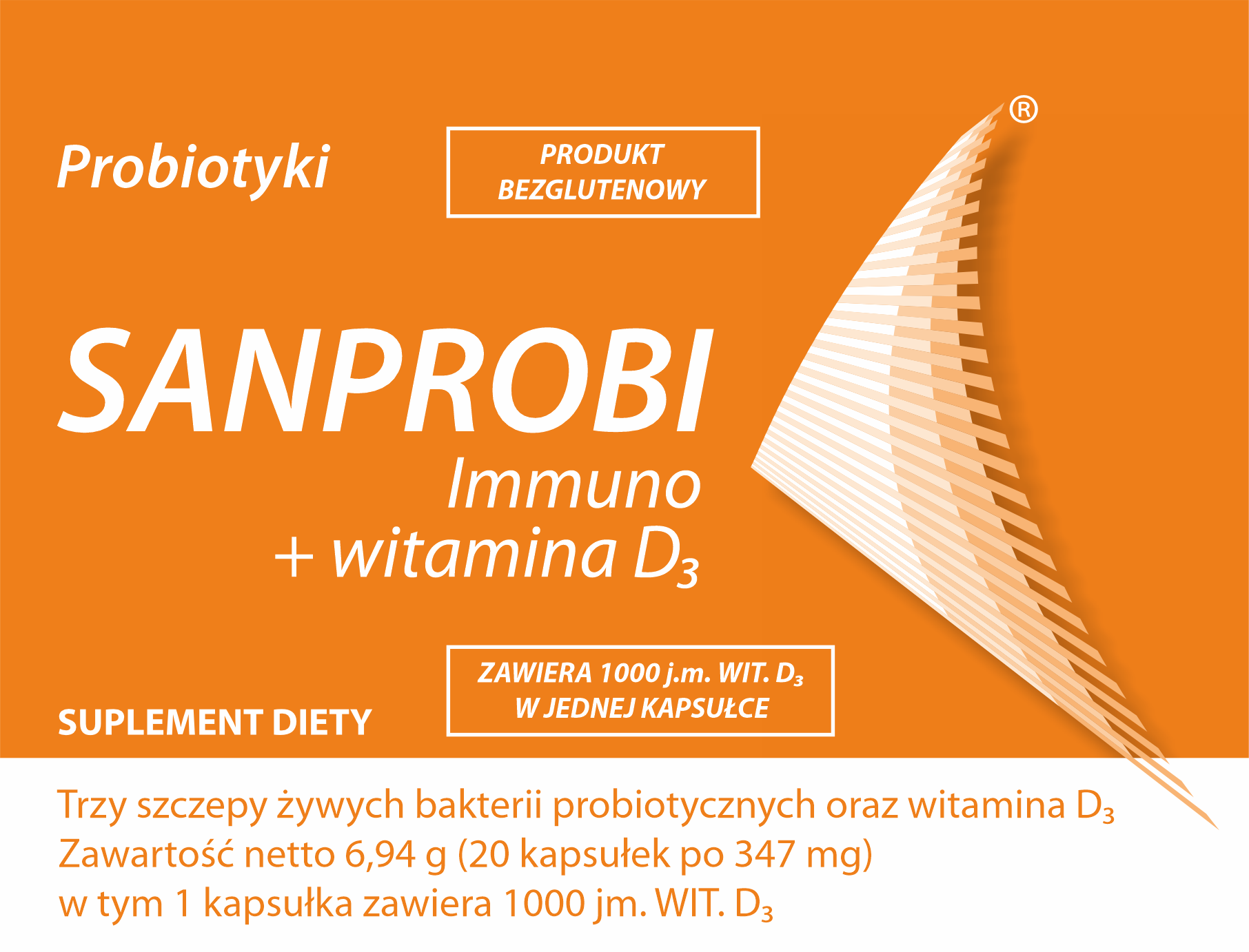 Sanprobi Immuno + Witamina D3, kapsułki, 20 sztuk zdjęcie