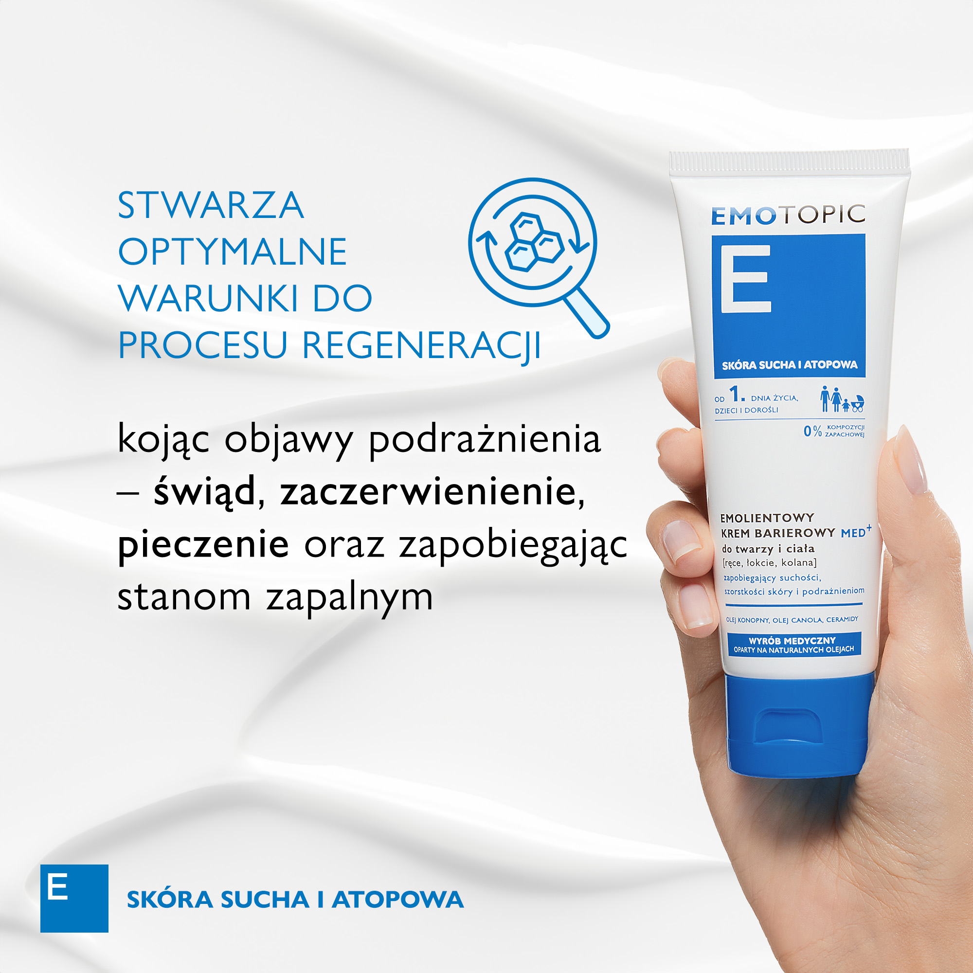 Emotopic specjalny krem natłuszczający MED+ na twarz, powieki i ciało do codziennego stosowania 75 ml