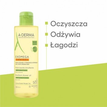 A-Derma Exomega Control, olejek emolient pod prysznic, 500 ml