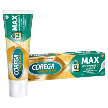 Corega Power Max Mocowanie + Osłona krem mocujący do protez zębowych o smaku miętowym 40 g