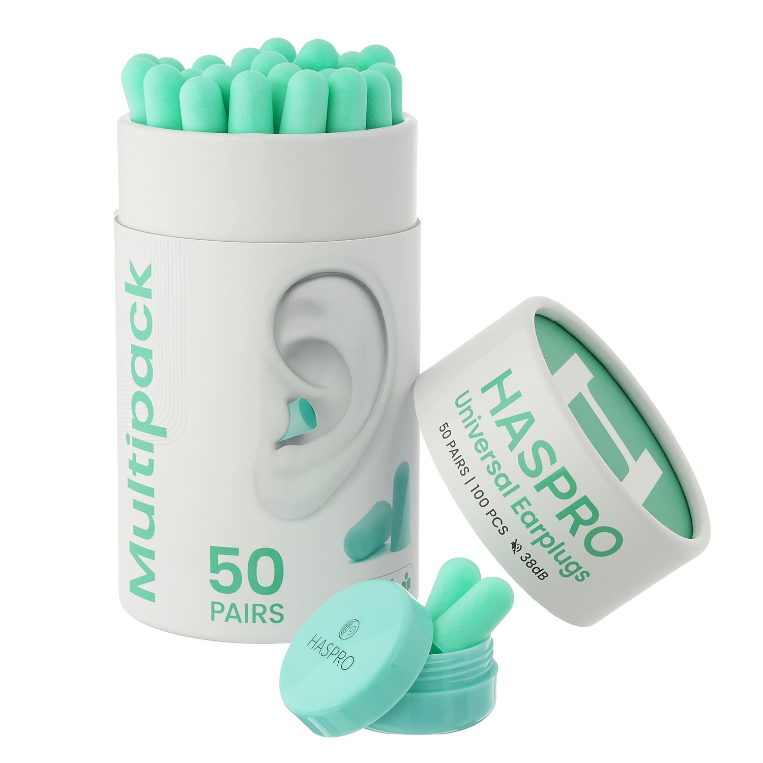 Stopery do uszu jednorazowe Haspro Tube50 miętowe 50 par