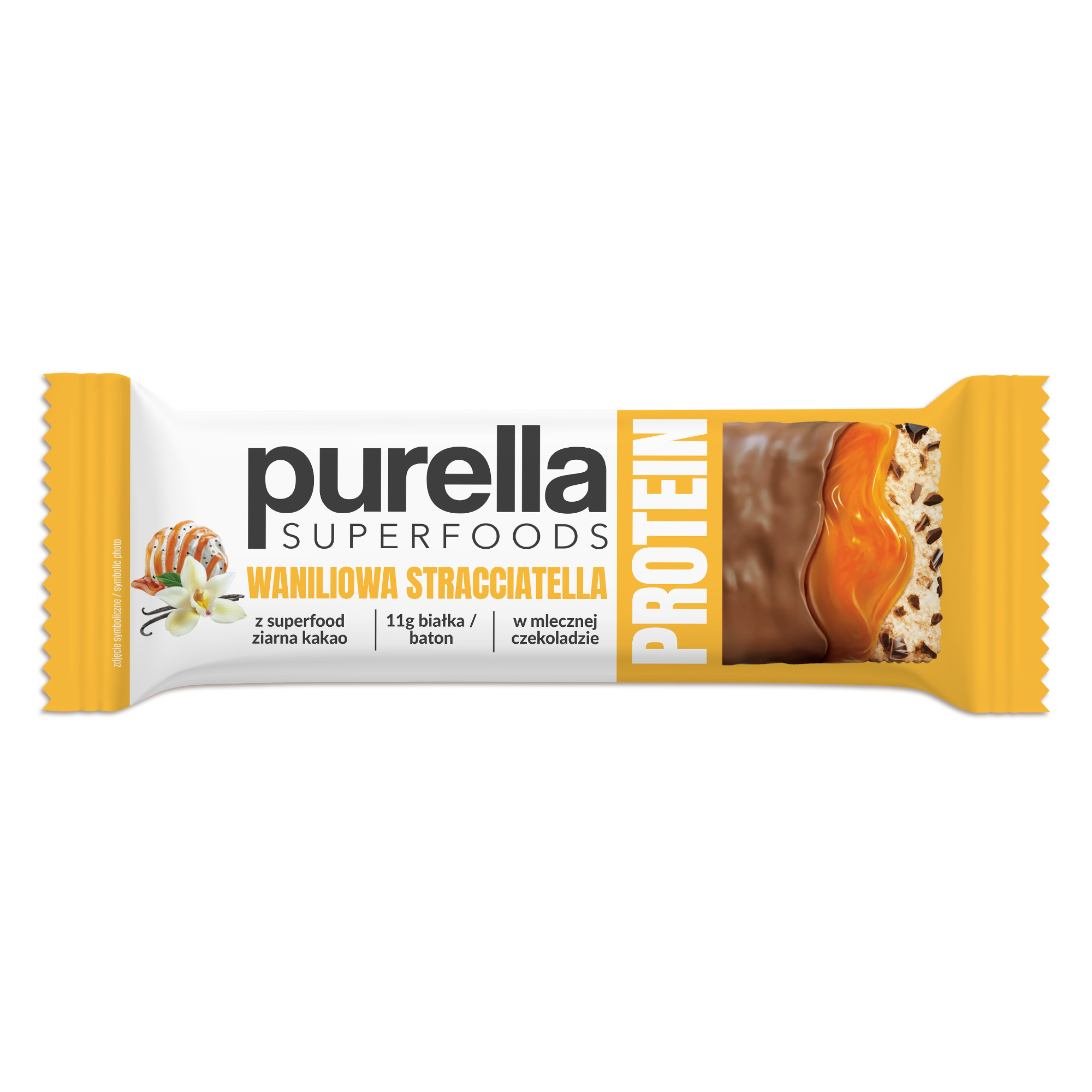 Purella Superfoods Protein bar baton proteinowy waniliowa straciatella, 45 g zdjęcie