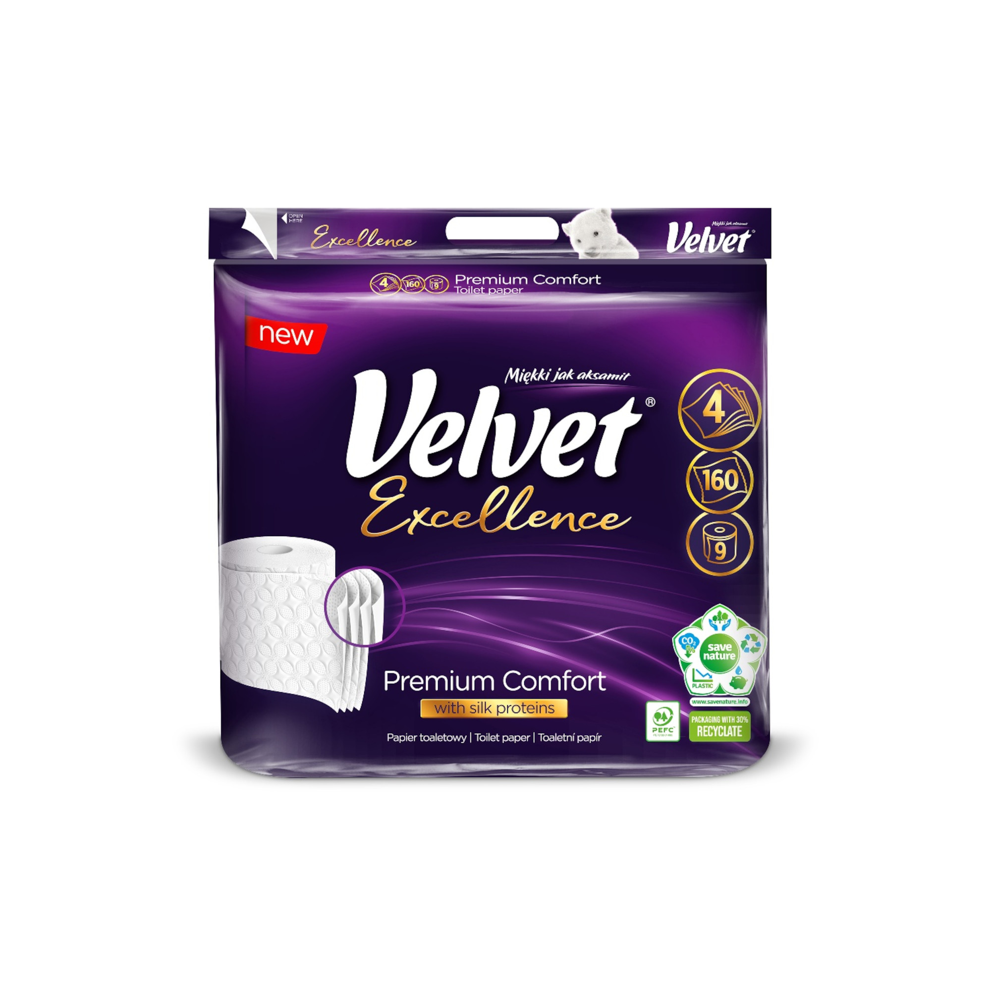 Velvet Care, papier toaletowy, Excellence Premium Comfort, 9 sztuk zdjęcie