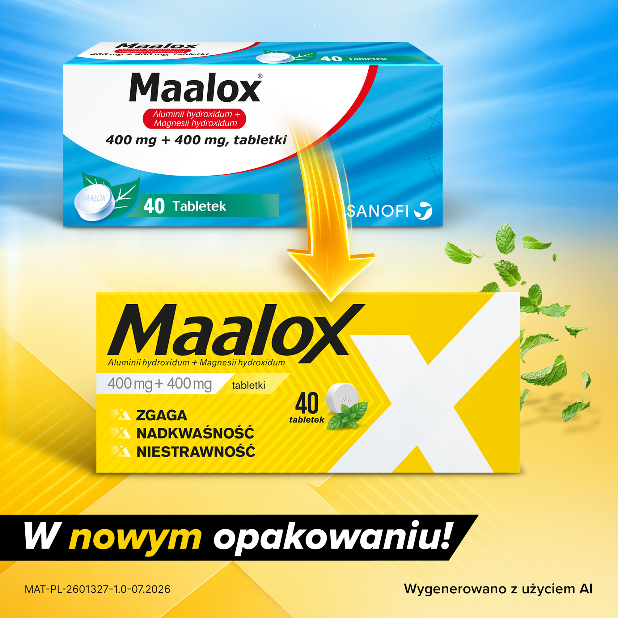Maalox 400 mg + 400 mg 40 tabletek