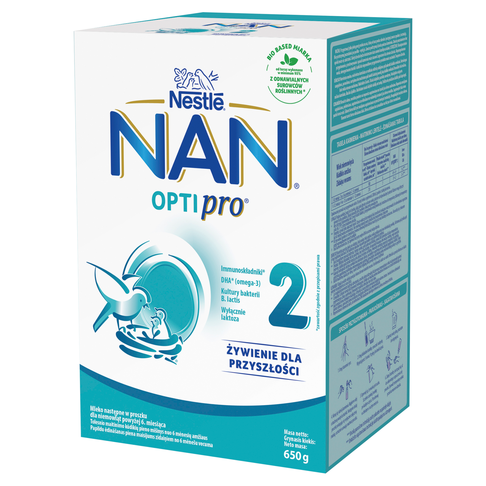 NESTLE NAN OPTIPRO 2 Mleko następne w proszku dla niemowląt powyżej 6 miesiąca 650 g zdjęcie