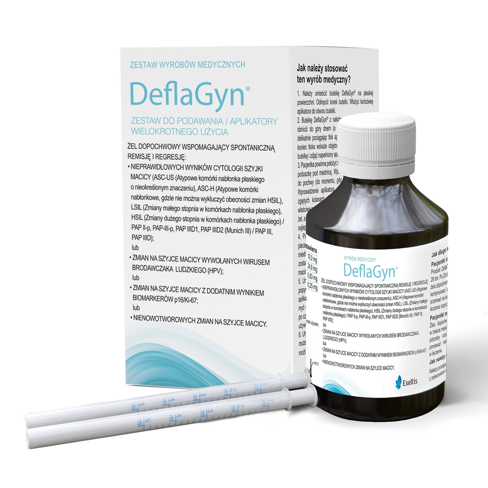 DeflaGyn zestaw do podawania żel dopochwowy 150 ml + 2 aplikatory wielokrotnego użycia zdjęcie