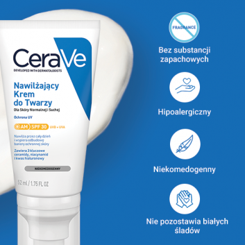 CeraVe, nawilżający krem do twarzy, SPF30, 52 ml