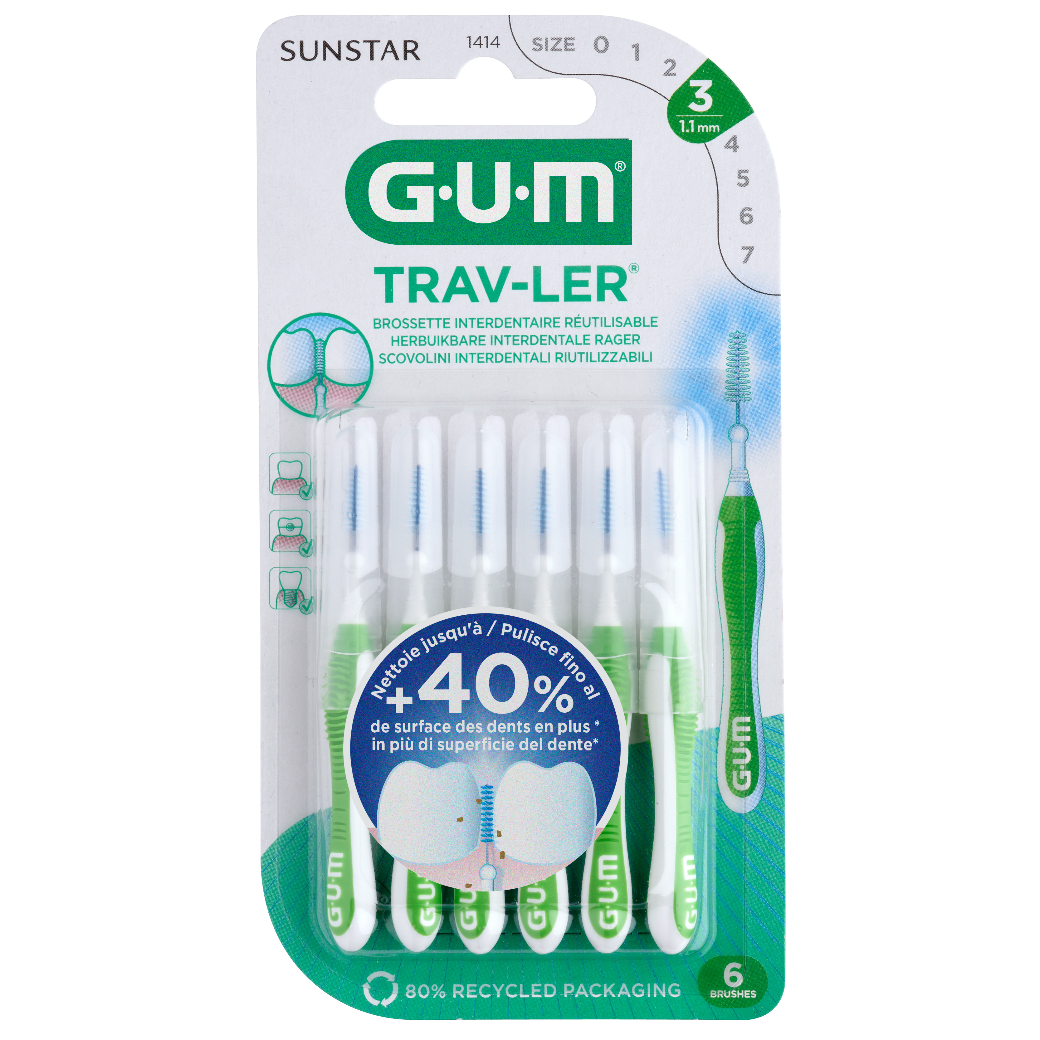 GUM Trav-Ler szczoteczki międzyzębowe 1,1mm 6 sztuk zdjęcie