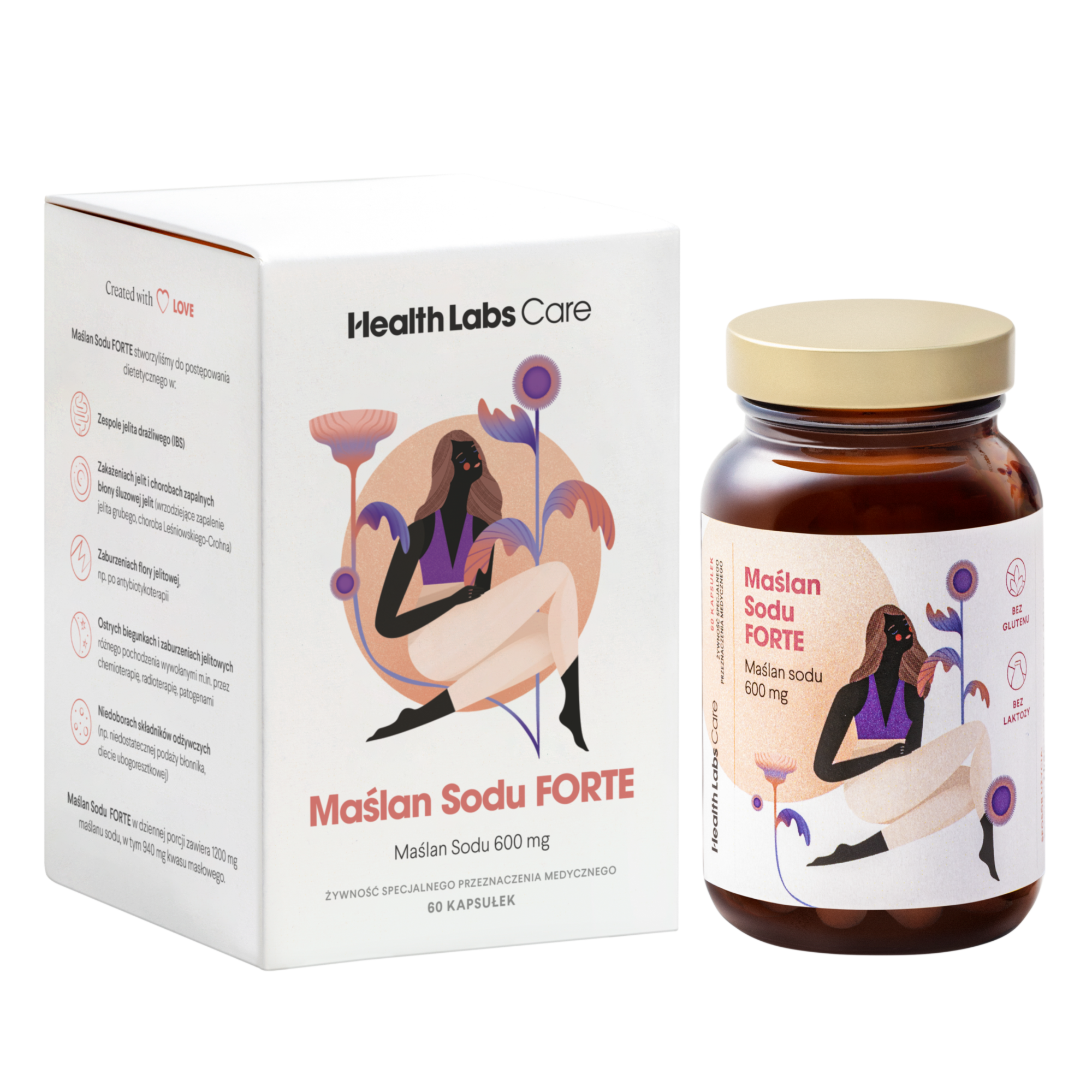 Health Labs Care, Maślan Sodu Forte, kapsułki, 3 x 60 sztuk