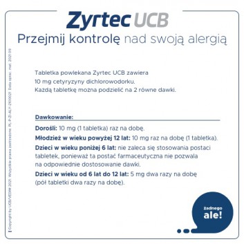 Zyrtec UCB 10 mg 10 tabletek powlekanych