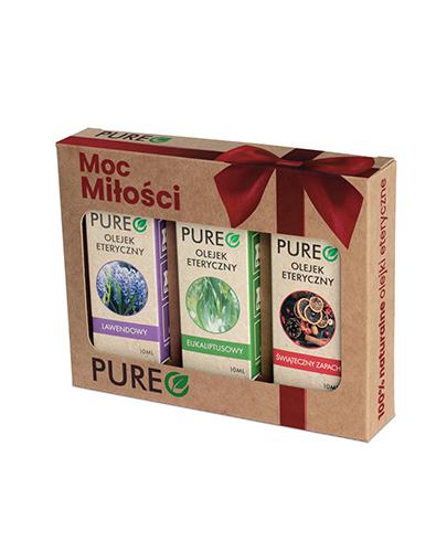 Pureo Moc Miłości Naturalne Olejki Eteryczne Zestaw Olejek lawendowy, 10 ml + Olejek eukaliptusowy, 10 ml + Olejek świąteczny zapach, 10 ml zdjęcie