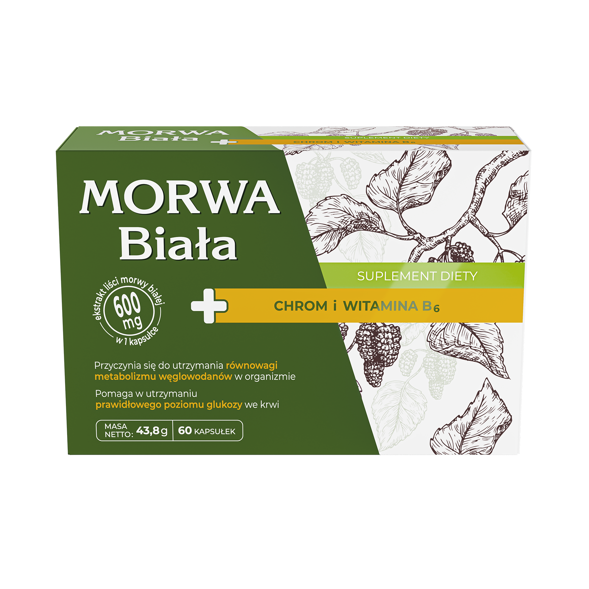 Morwa biała + chrom i witamina B6, kapsułki, 60 sztuk