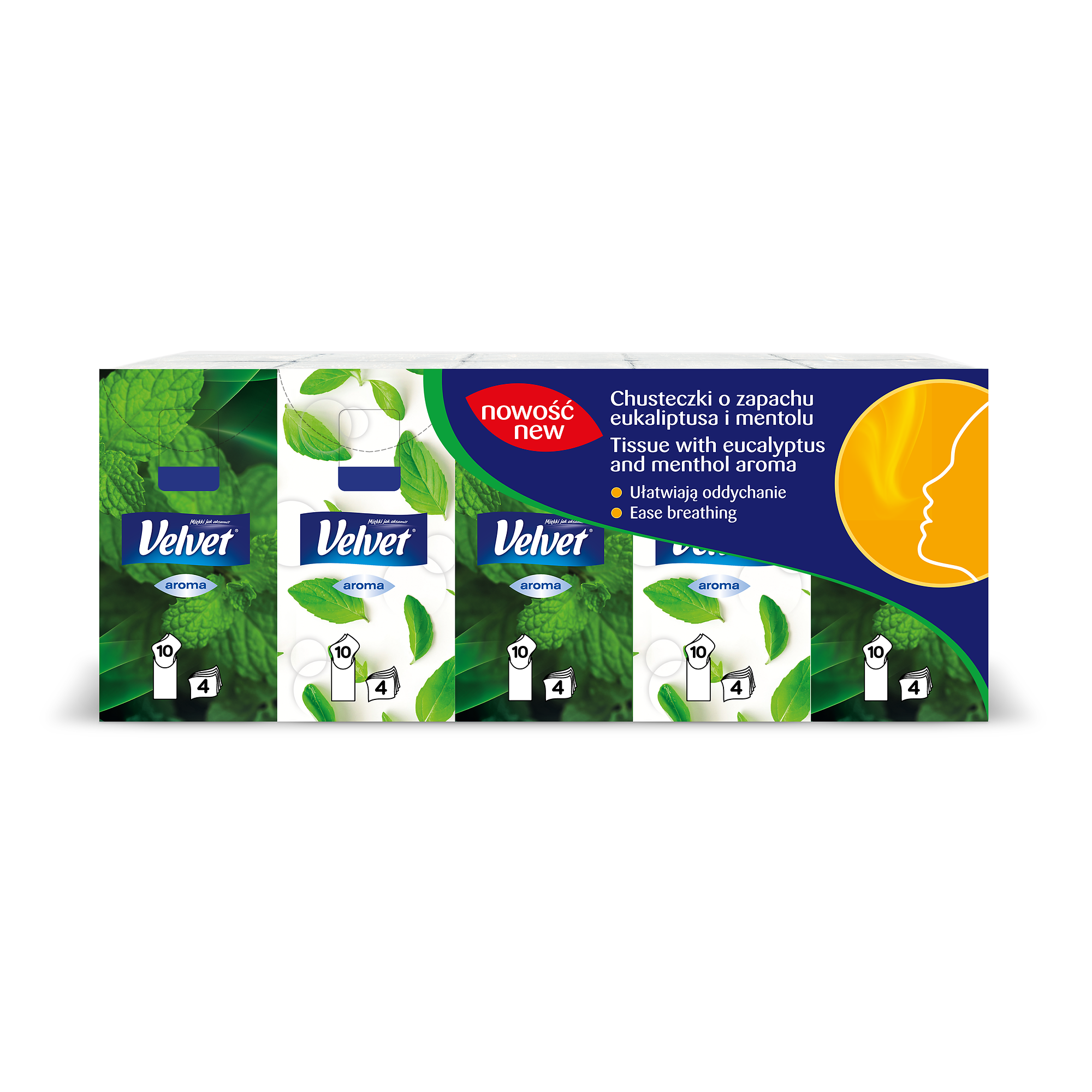 Velvet Aroma, Chusteczki higieniczne o zapachu mięty, 10 sztuk zdjęcie
