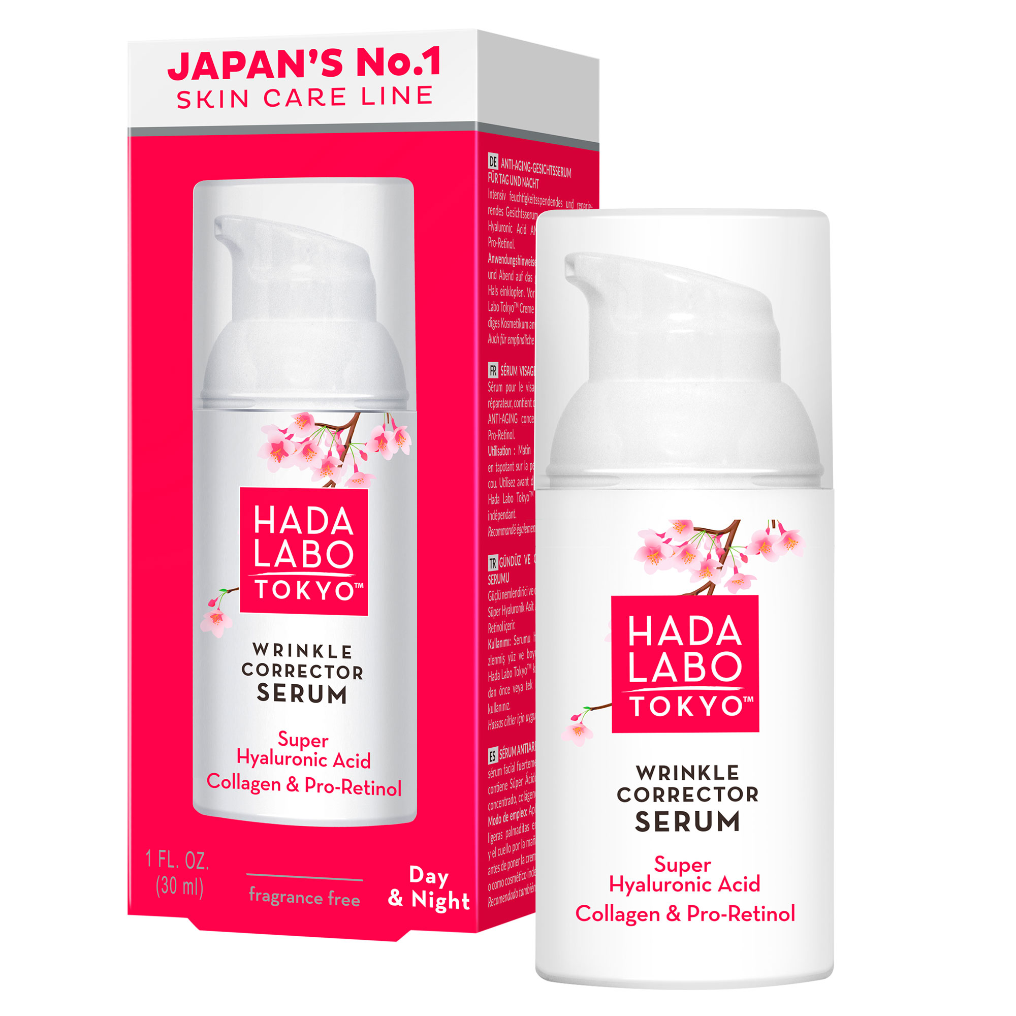 Hada Labo Tokyo, Wrinkle Corrector Serum, przeciwzmarszczkowe serum na dzień i na noc, 30 ml zdjęcie