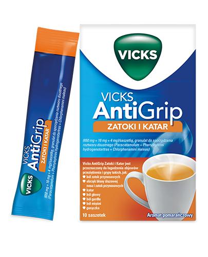 Vicks AntiGrip 650 mg + 16 mg + 4 mg o aromacie pomarańczowym 10 saszetek zdjęcie