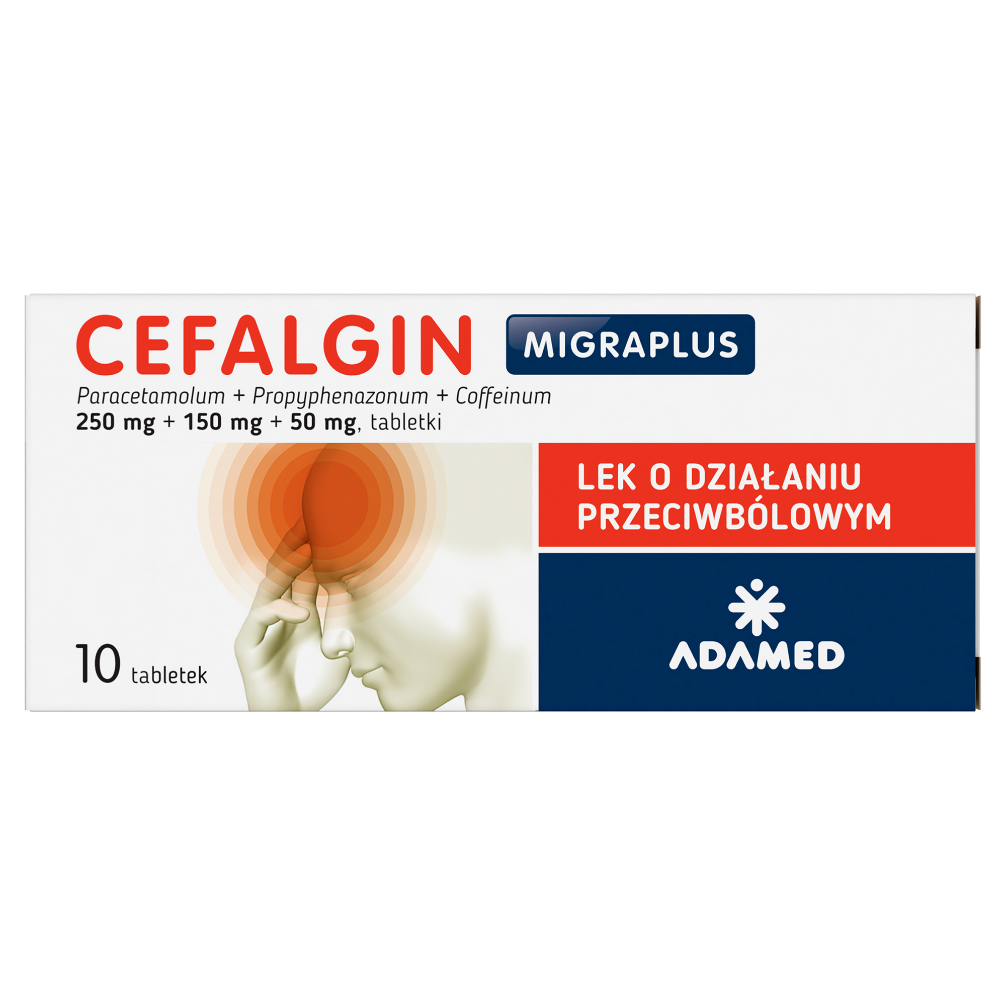 Cefalgin Migraplus 250 mg + 150 mg + 50 mg 10 tabletek zdjęcie
