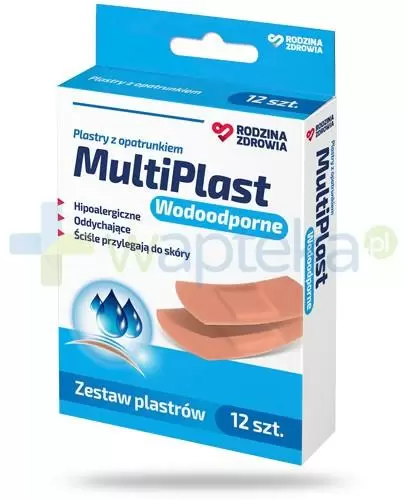 Rodzina Zdrowia MultiPlast wodoodporne plastry z opatrunkiem 12 sztuk zdjęcie