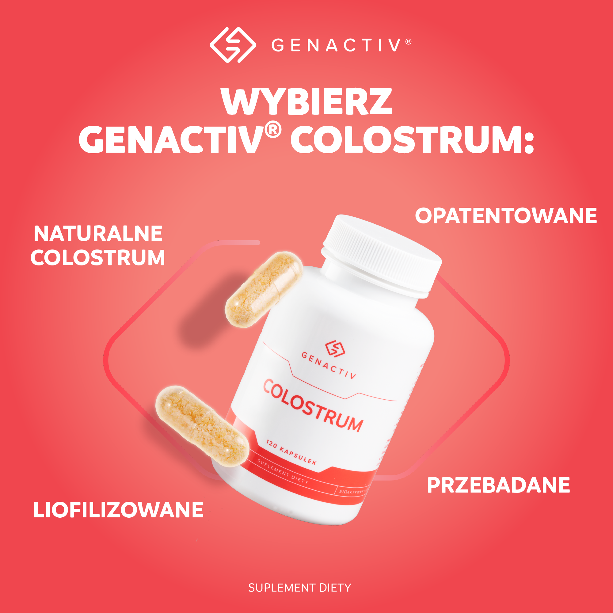 Colostrum Genactiv (Colostrigen), kapsułki, 120 sztuk