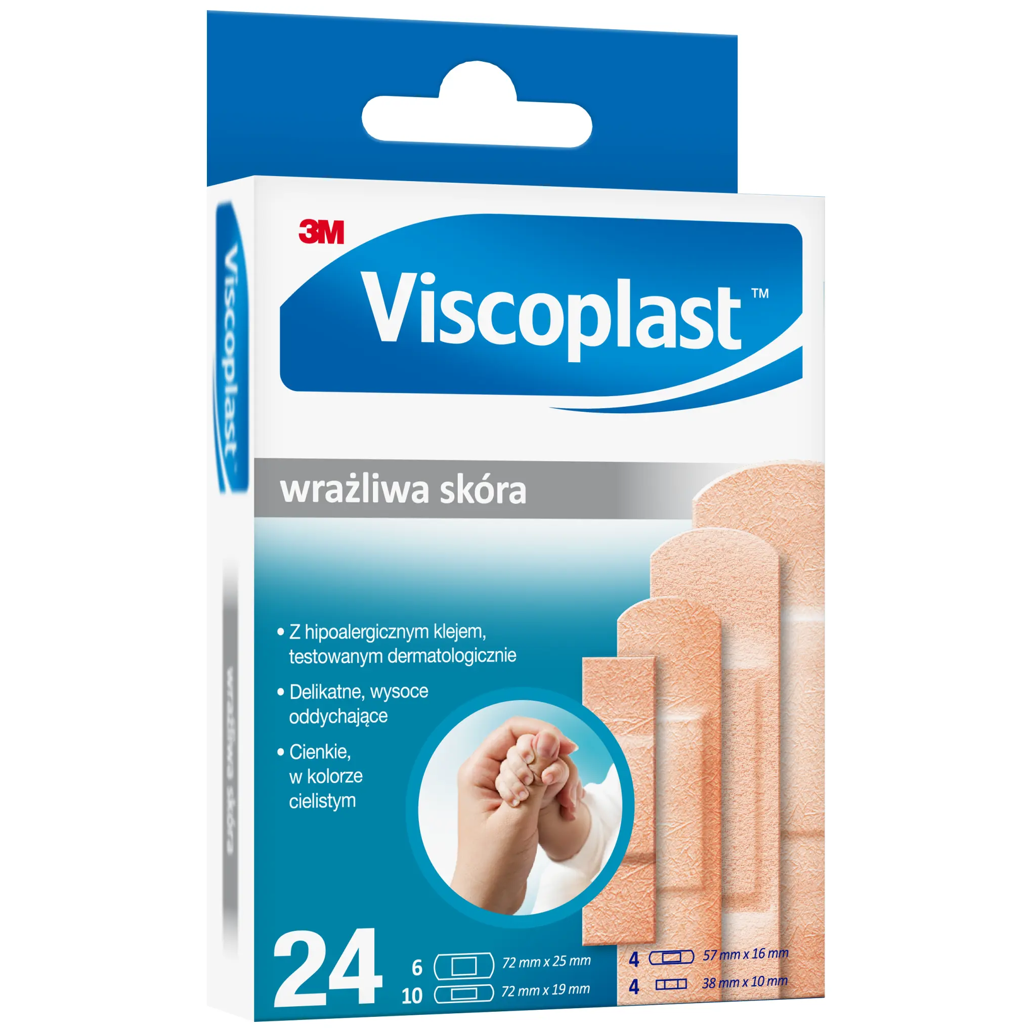 Viscoplast delikatne, wysoce oddychające plastry dla skóry wrażliwej 24 sztuki