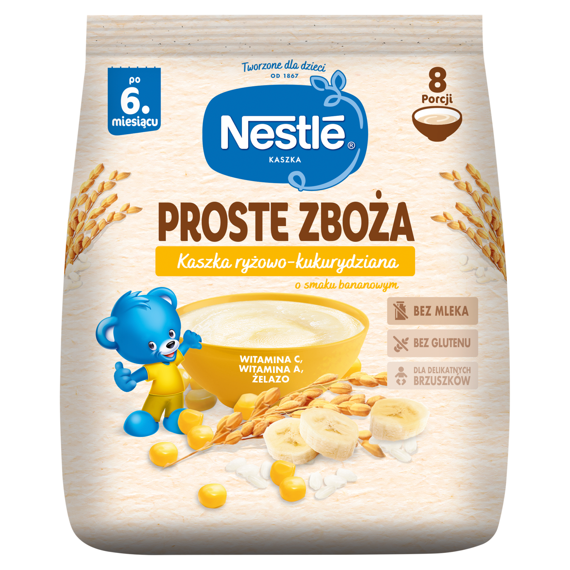 Nestlé Proste Zboża Kaszka ryżowo-kukurydziana o smaku bananowym po 6. miesiącu 144 g zdjęcie
