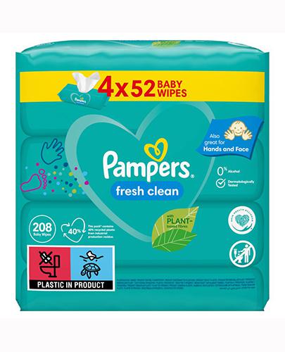 Pampers Fresh Clean Chusteczki nawilżane dla niemowląt, 4 x 52 szt., cena, opinie, wskazania zdjęcie