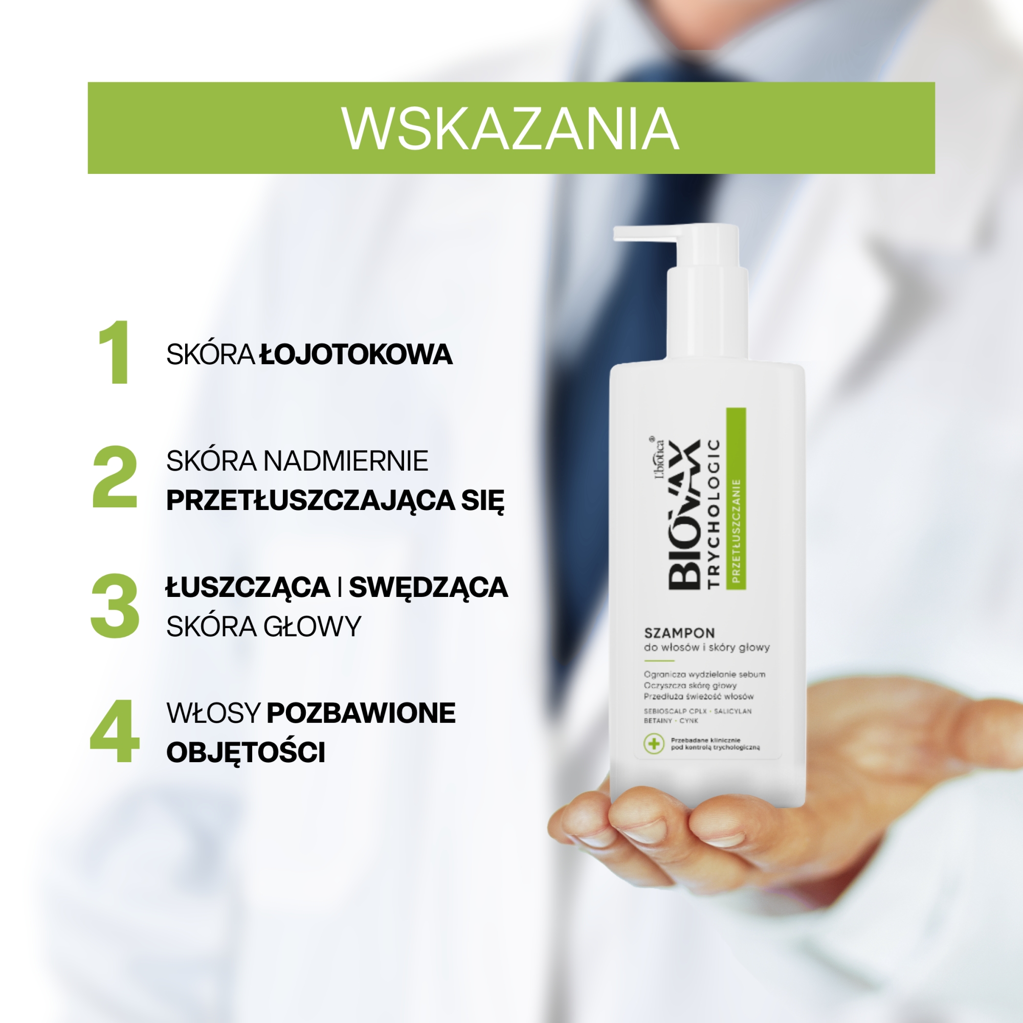 Biovax Trychologic przetłuszczanie, Szampon do włosów i skóry głowy, 200 ml