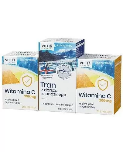 Vitter Blue Witamina C 200 mg 2 x 50 tabletek + tran z dorsza islandzkiego 60 kapsułek [ZESTAW] zdjęcie