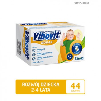 Vibovit Bobas, proszek o smaku waniliowym, 44 saszetek