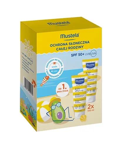 Mustela Ochrona Słoneczna Całej Rodziny, mleczko przeciwsłoneczne SPF 50+, 2 x 100 ml zdjęcie