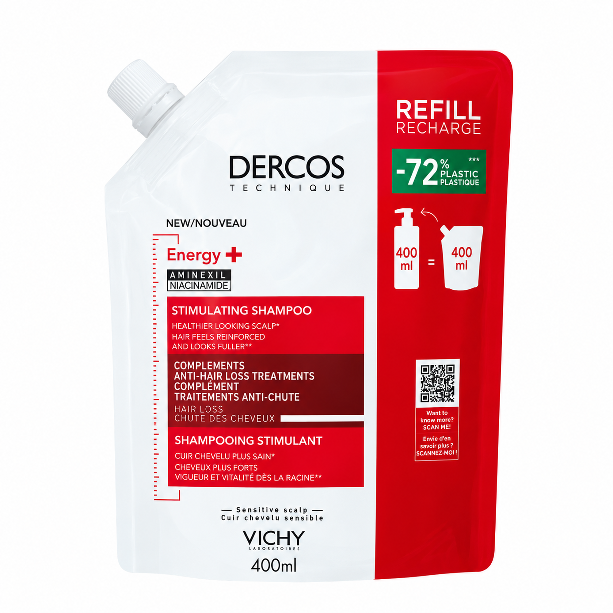 Vichy, Dercos Energy+ Szampon wzmacniający włosy Refill, 400 ml zdjęcie