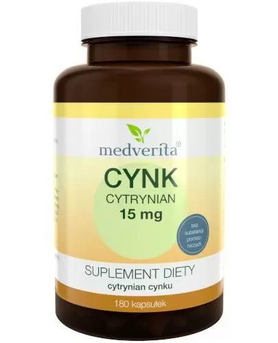 Medverita Cynk cytrynian 15 mg 180 kapsułek zdjęcie