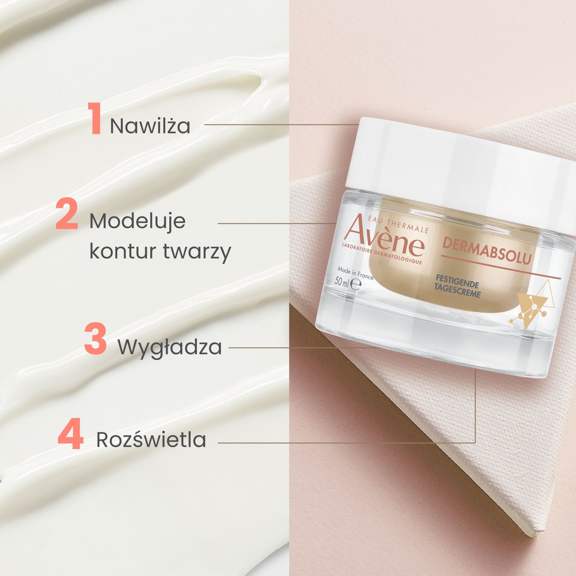 Avene Dermabsolu, Krem modelujący owal twarzy na dzień, 50 ml