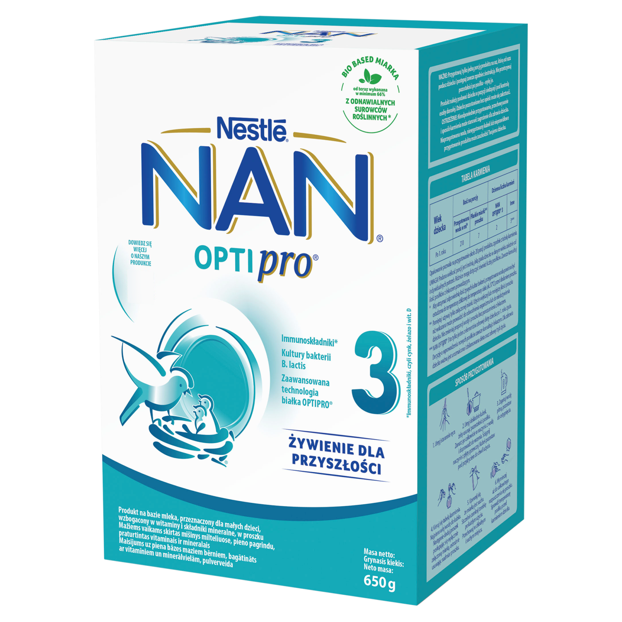 Mleko Nan Optipro 3, mleko modyfikowane po 1. roku życia, proszek, 650 g, (2 x 325 g) zdjęcie