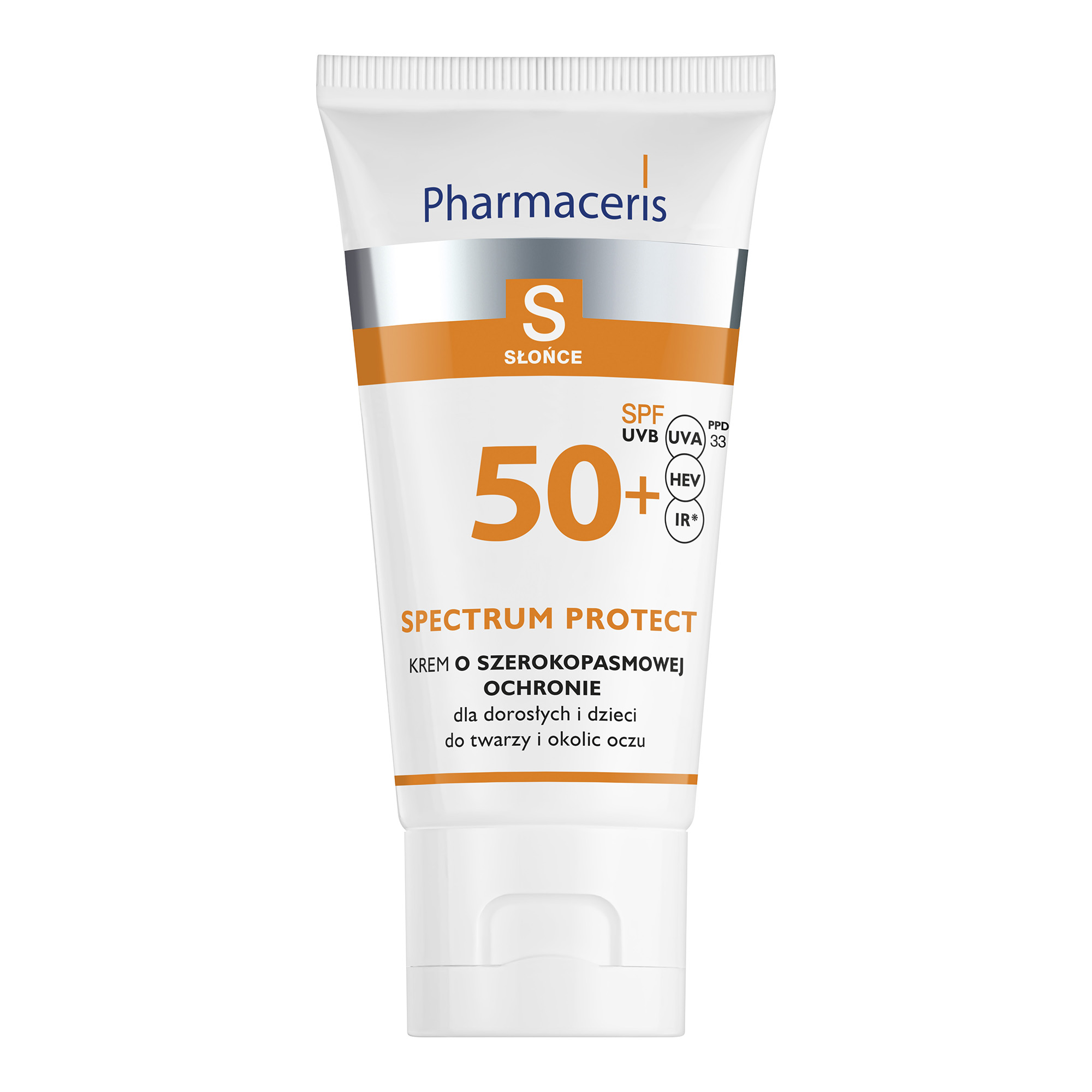 PHARMACERIS S, Krem o szerokopasmowej ochronie SPF 50+, PPD 30, HEV, IR dla dorosłych i dzieci, 50 ml