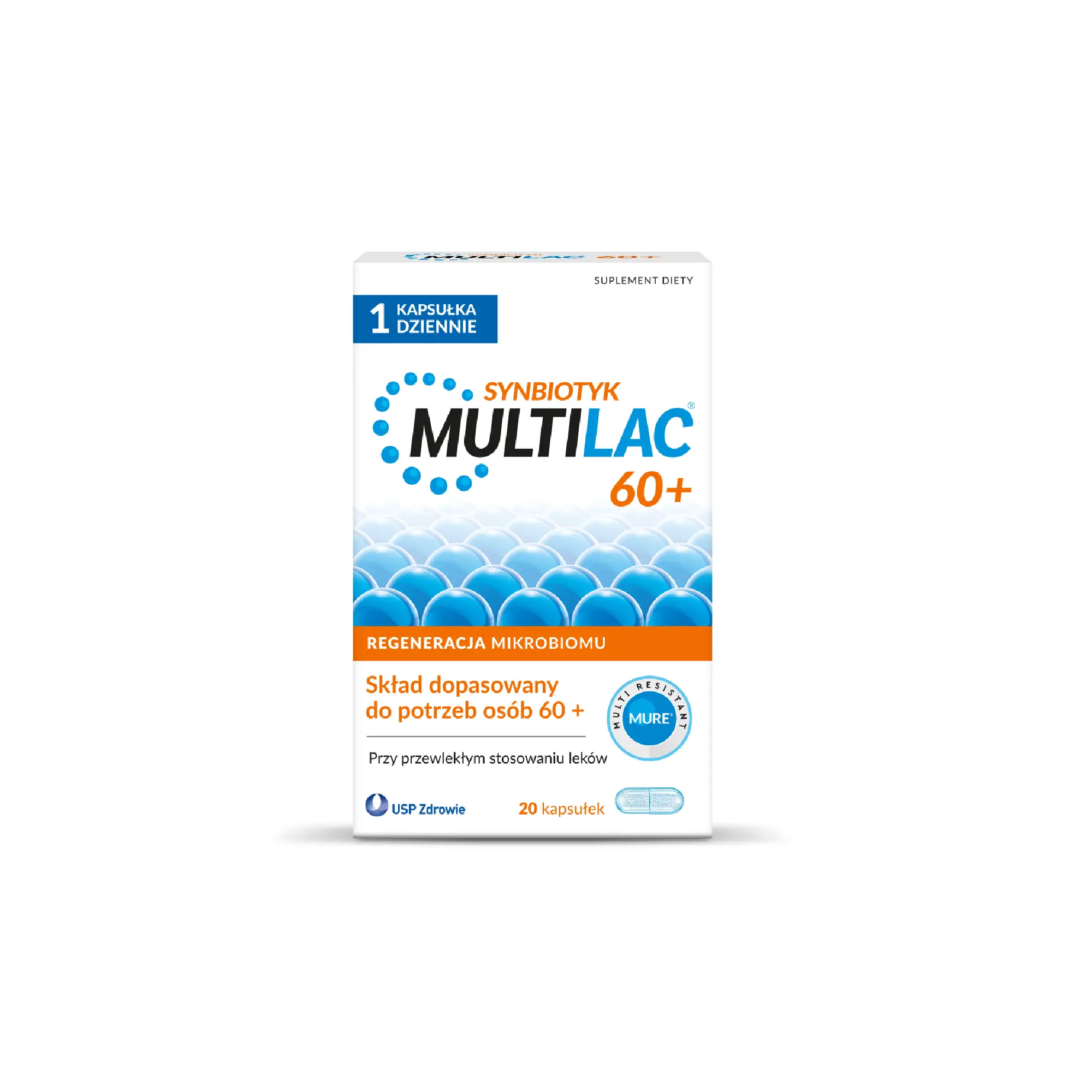 Multilac 60+, synbiotyk, kapsułki, 20 sztuk zdjęcie