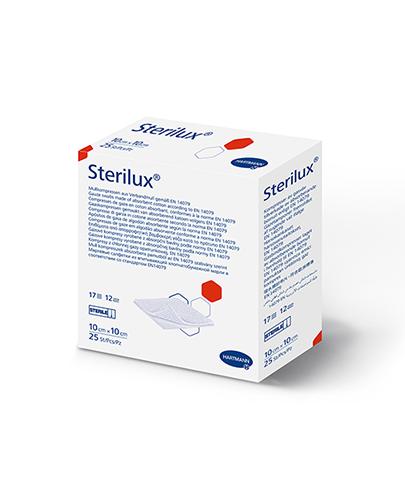 Hartmann Sterilux Kompresy z gazy jałowe 17-nitkowe, 12-warstwowe 10 cm x 10 cm, 25 sztuk zdjęcie